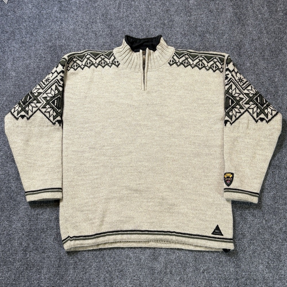Dale Of Norway Wool Quarter Zip Sweater Mens Medium Windproof Lined Ski Nordic